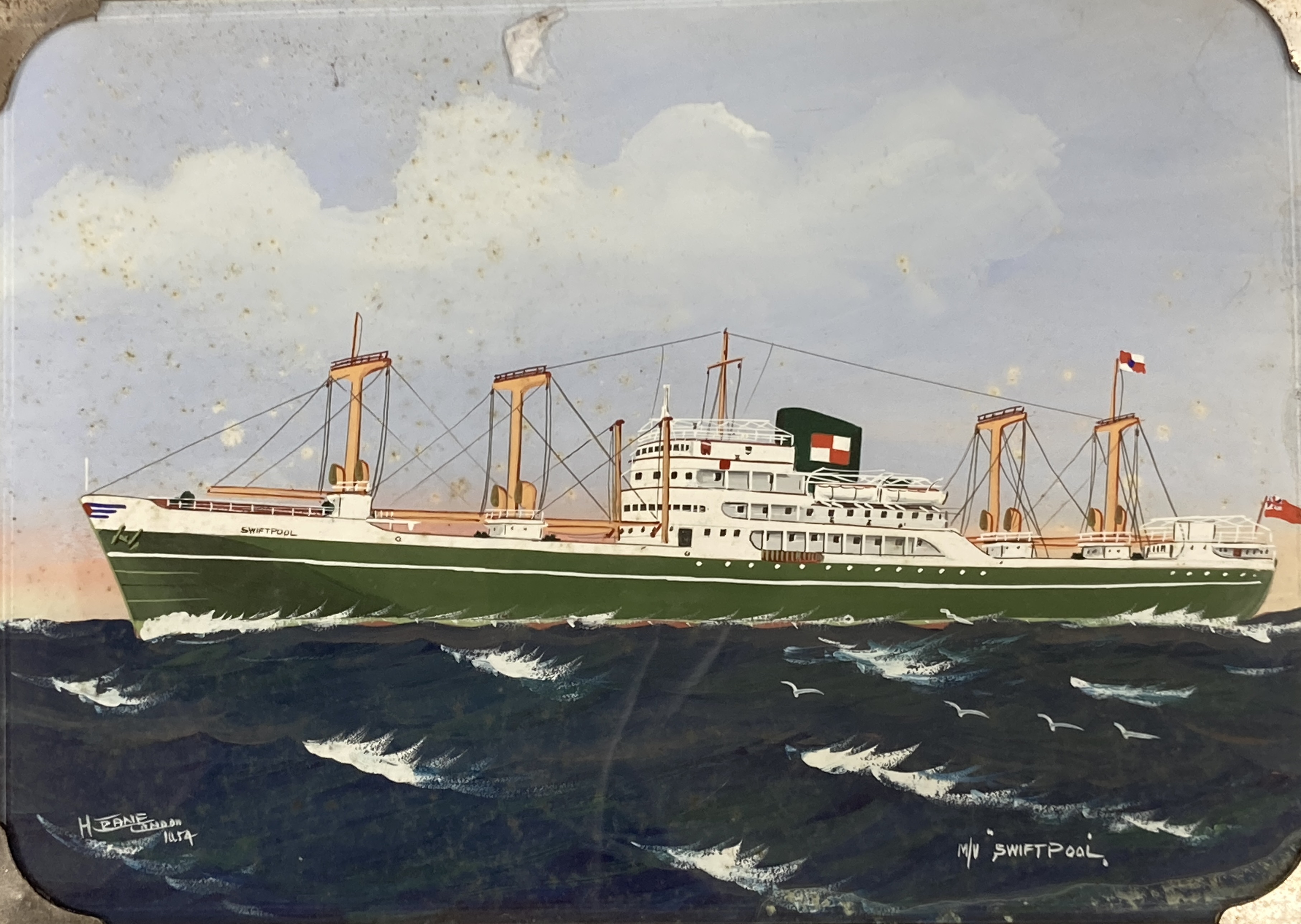 H. Crane, pair of gouaches, MV Argentina Star and MV Swiftpool, signed and dated 1954, 25 x 35cm